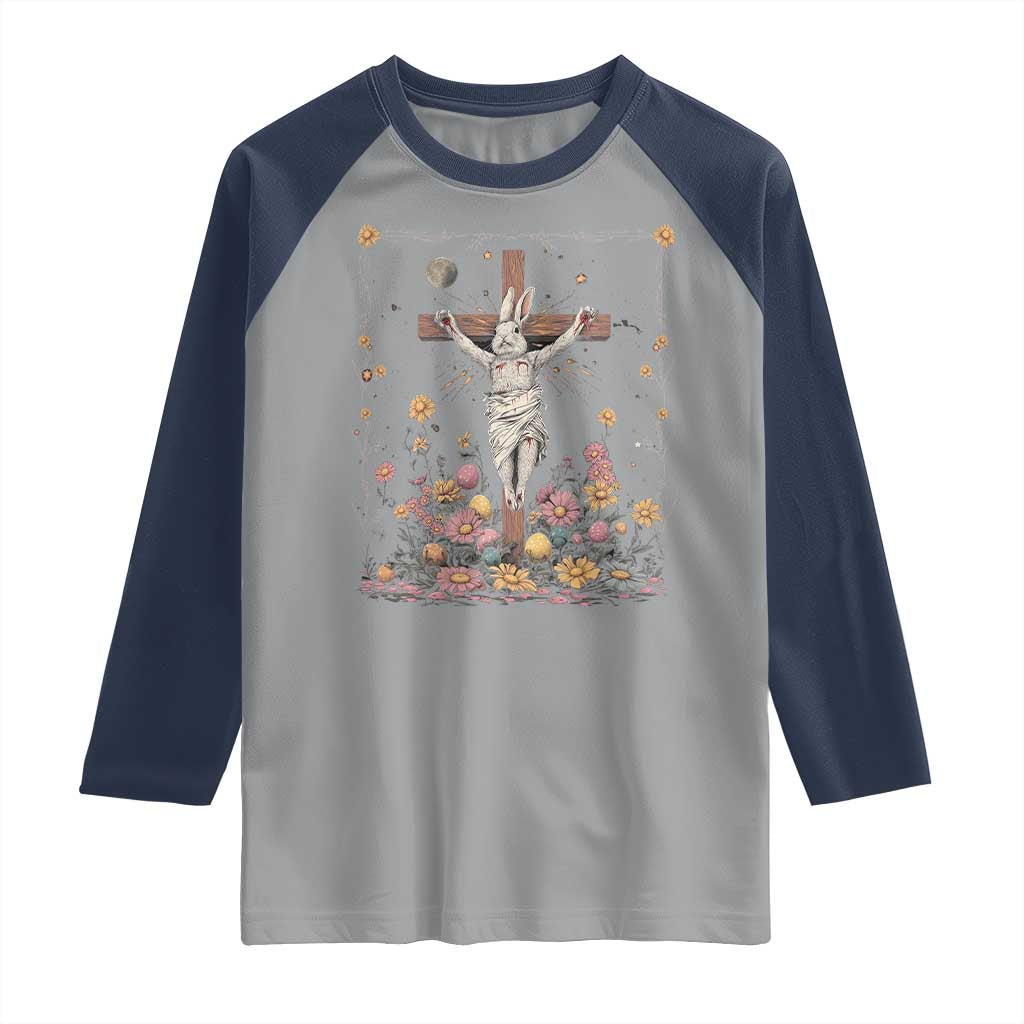 Christian Religious Easter Day Bunny Floral Christ Jesus Raglan Shirt