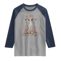 Christian Religious Easter Day Bunny Floral Christ Jesus Raglan Shirt