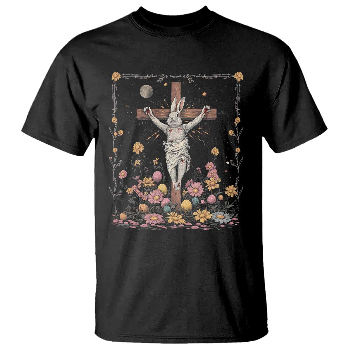 Christian Religious Easter Day Bunny Floral Christ Jesus T Shirt