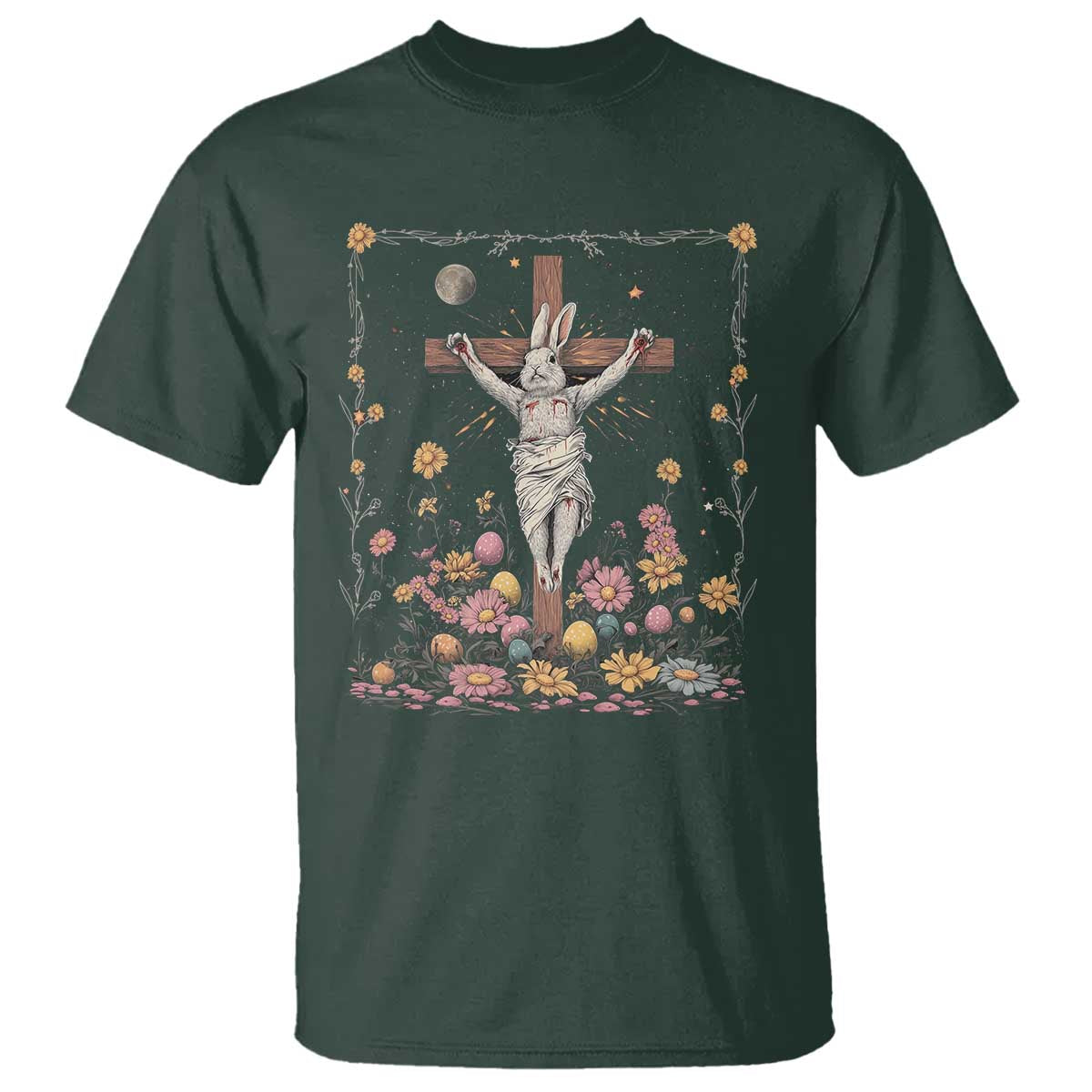 Christian Religious Easter Day Bunny Floral Christ Jesus T Shirt