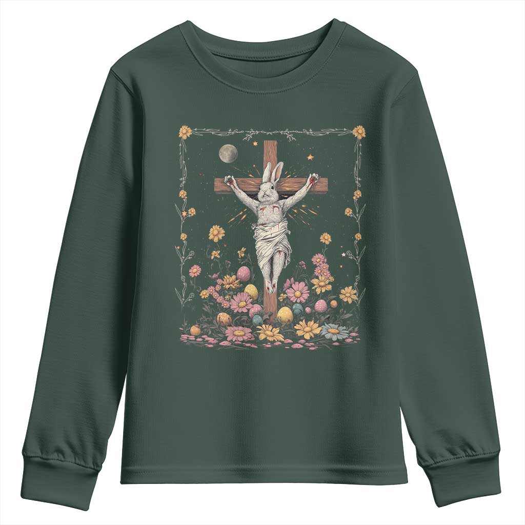 Christian Religious Easter Day Bunny Floral Christ Jesus Youth Sweatshirt