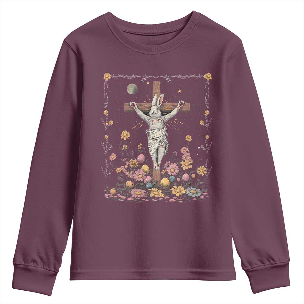 Christian Religious Easter Day Bunny Floral Christ Jesus Youth Sweatshirt