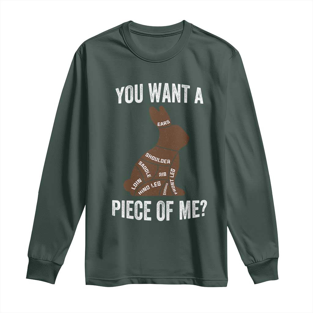 Funny You Want A Piece Of Me Long Sleeve Shirt Chocolate Easter Bunny