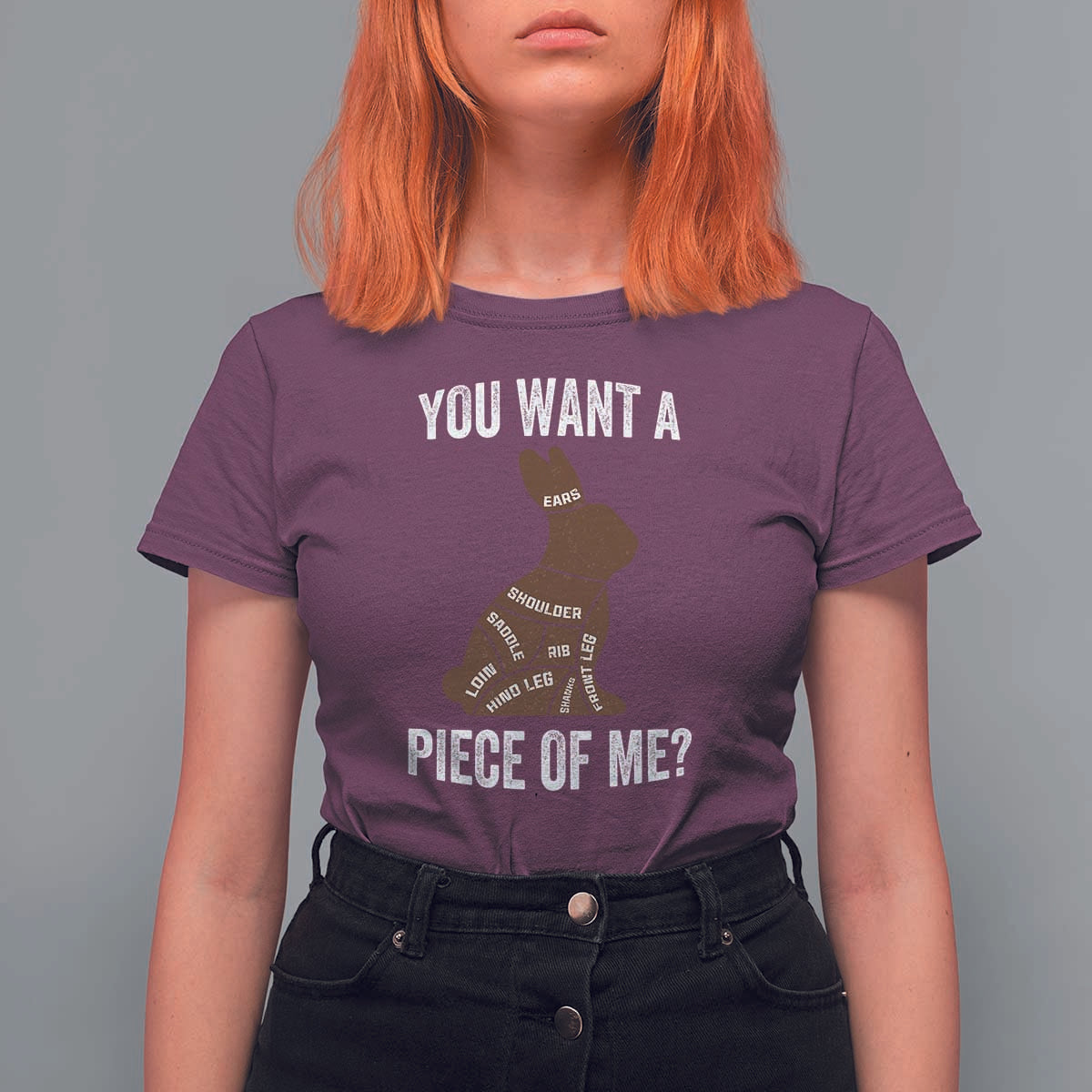 Funny You Want A Piece Of Me T Shirt For Women Chocolate Easter Bunny