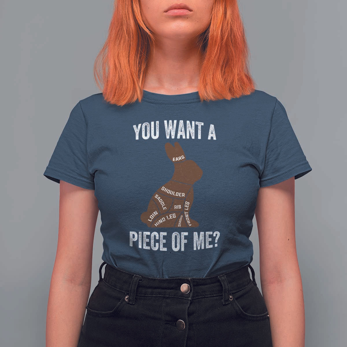 Funny You Want A Piece Of Me T Shirt For Women Chocolate Easter Bunny