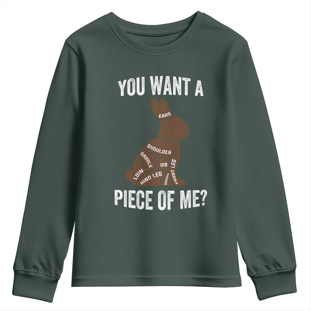 Funny You Want A Piece Of Me Youth Sweatshirt Chocolate Easter Bunny