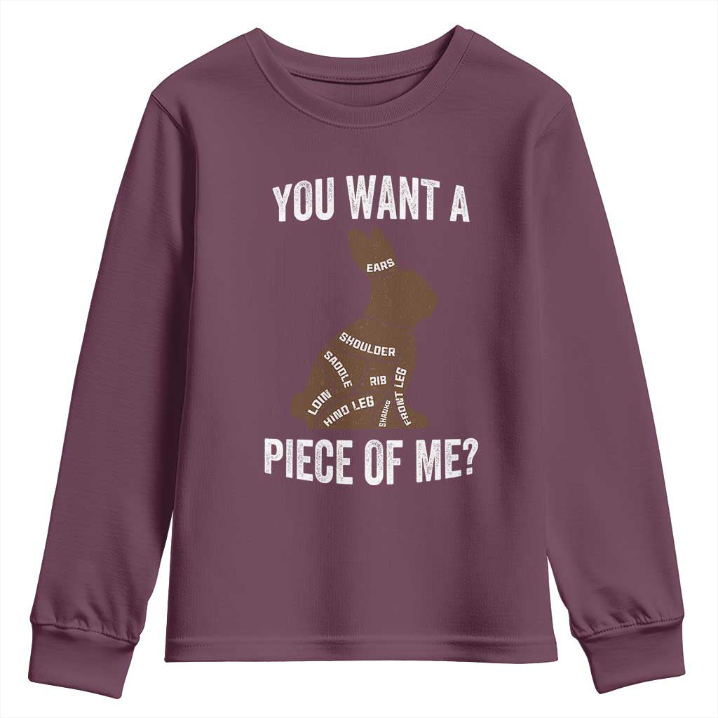 Funny You Want A Piece Of Me Youth Sweatshirt Chocolate Easter Bunny