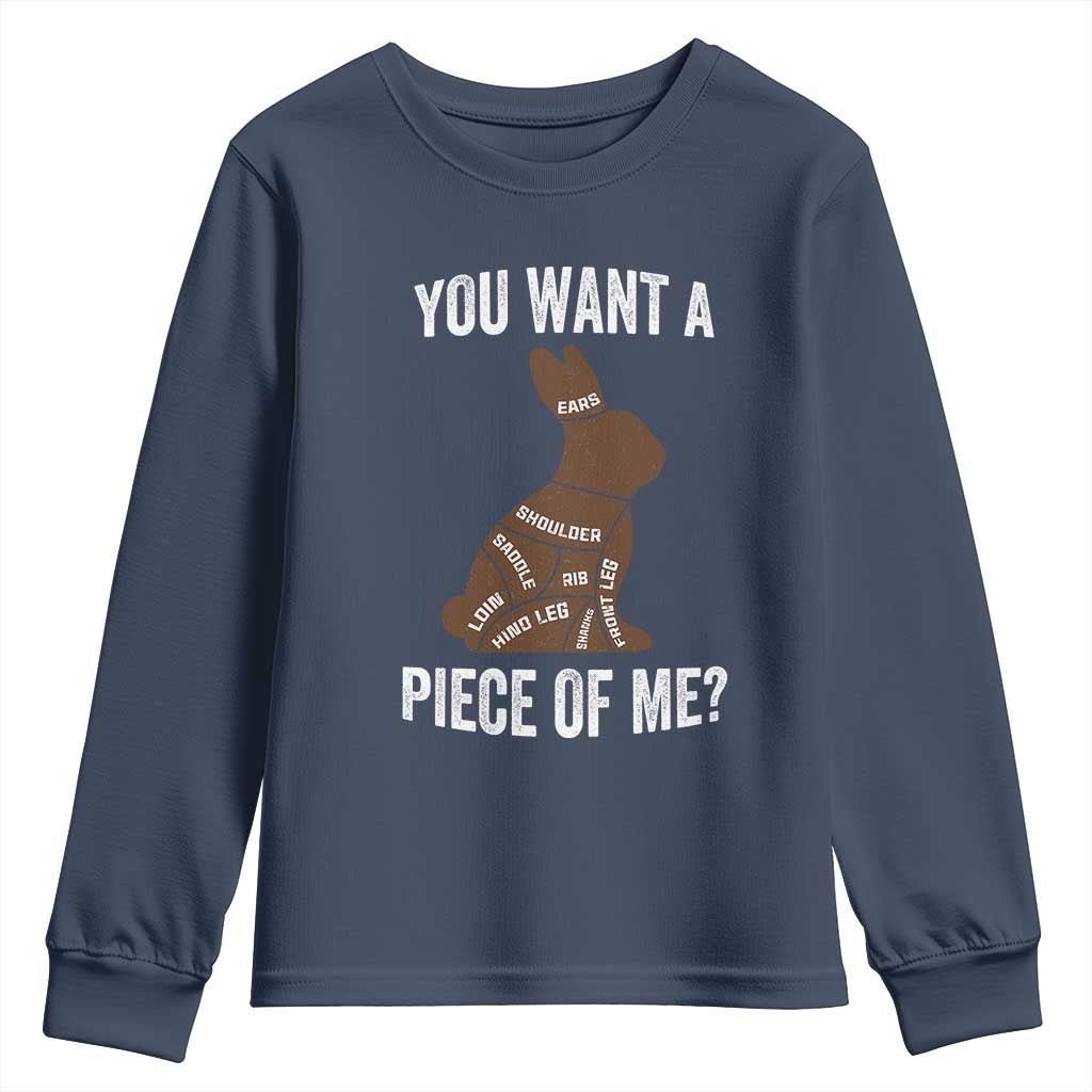 Funny You Want A Piece Of Me Youth Sweatshirt Chocolate Easter Bunny