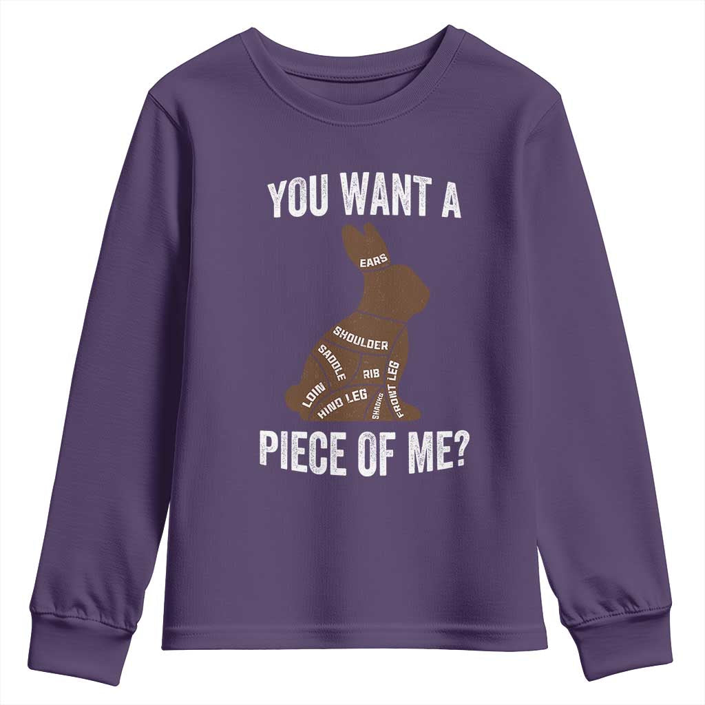 Funny You Want A Piece Of Me Youth Sweatshirt Chocolate Easter Bunny