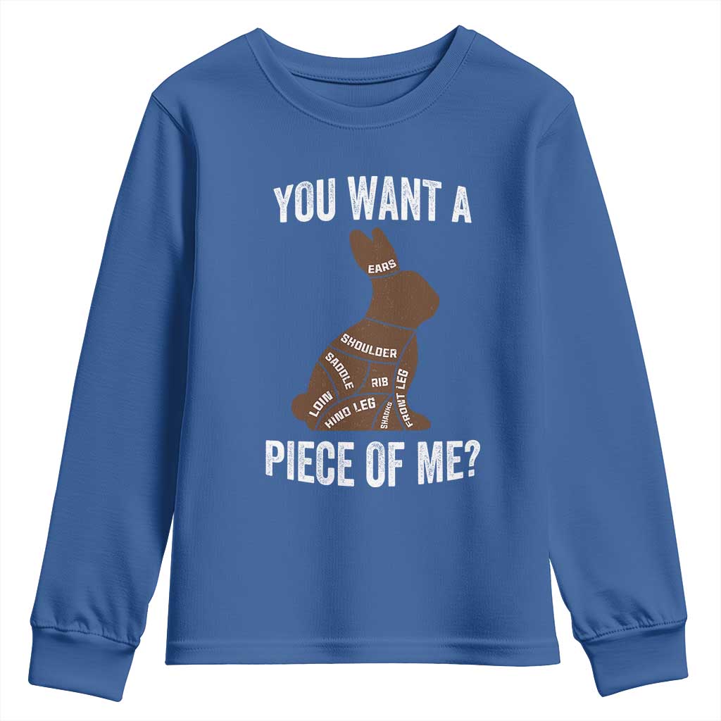 Funny You Want A Piece Of Me Youth Sweatshirt Chocolate Easter Bunny