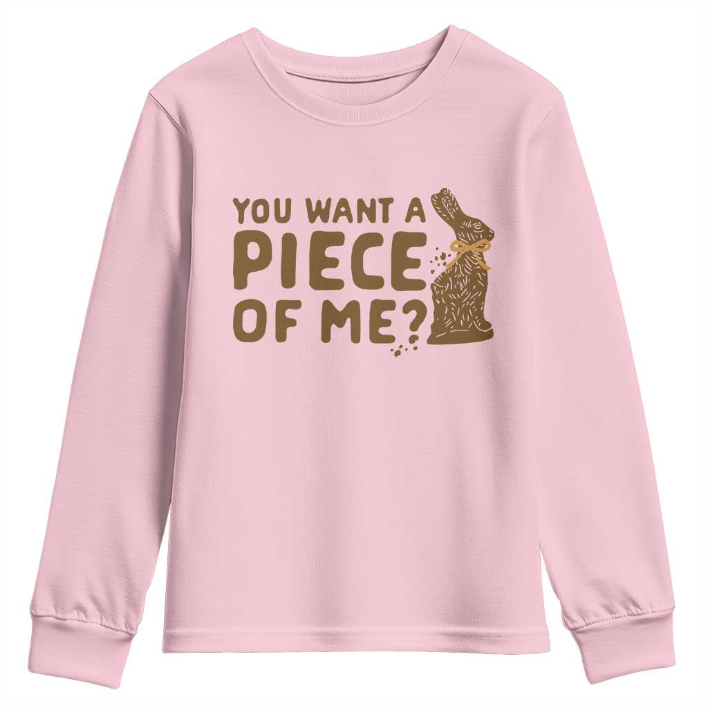 Funny Easter Day Chocolate Bunny Youth Sweatshirt You Want A Piece Of Me