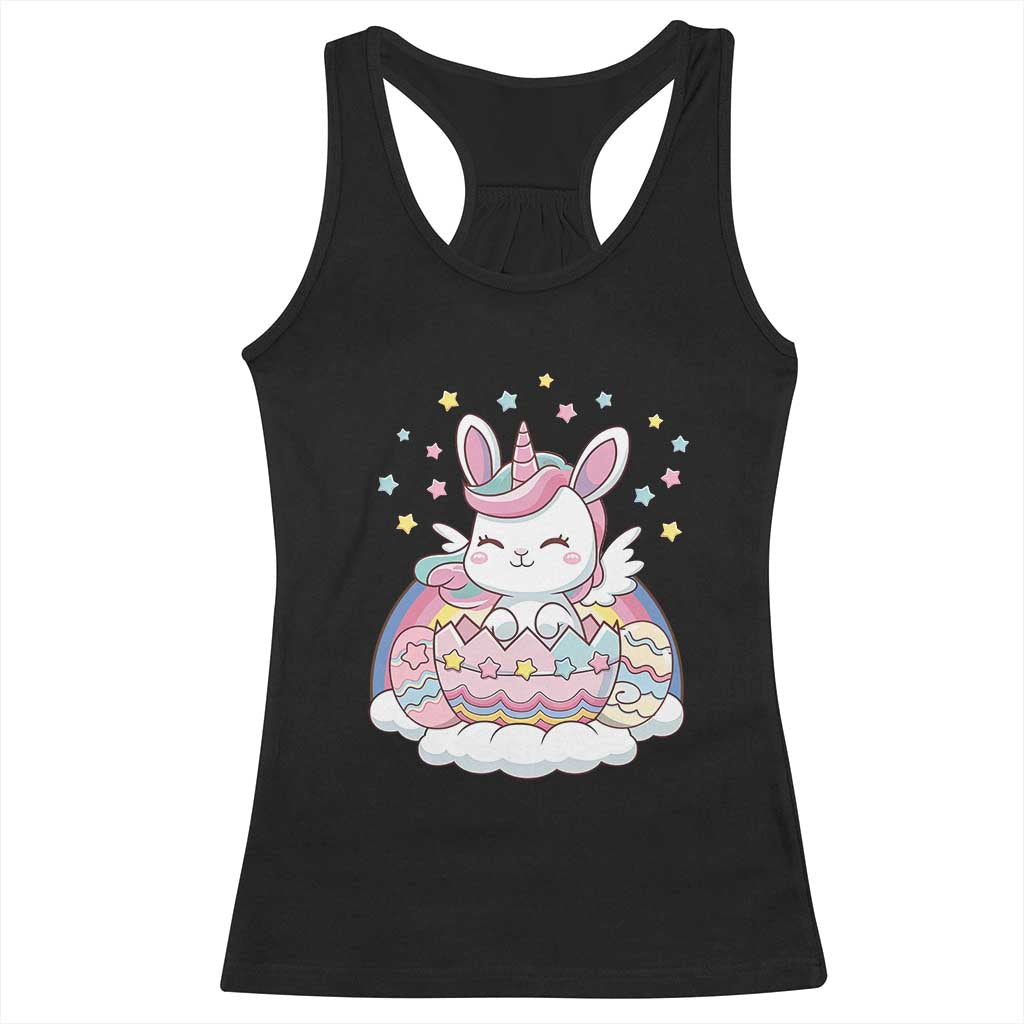 Funny Easter Unicorn Bunny Easter Eggs Racerback Tank Top
