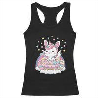 Funny Easter Unicorn Bunny Easter Eggs Racerback Tank Top