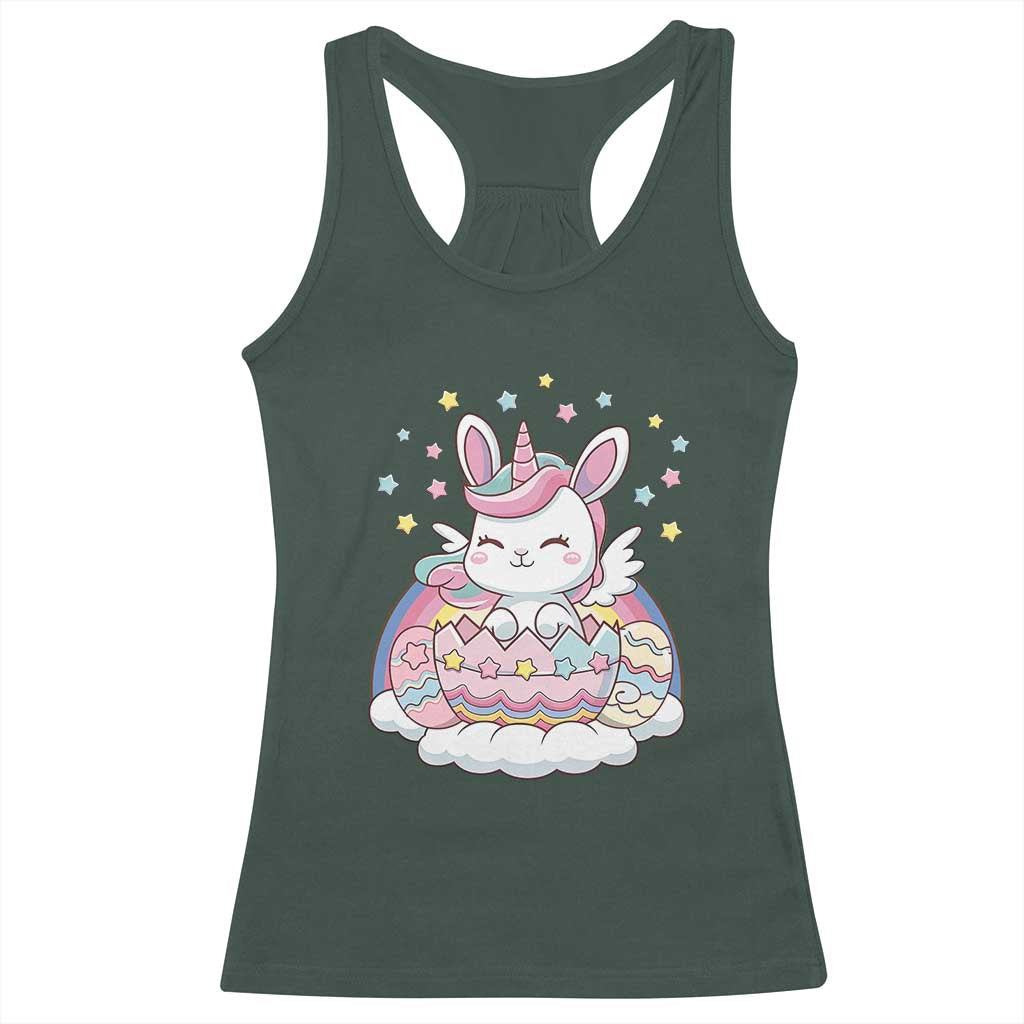 Funny Easter Unicorn Bunny Easter Eggs Racerback Tank Top