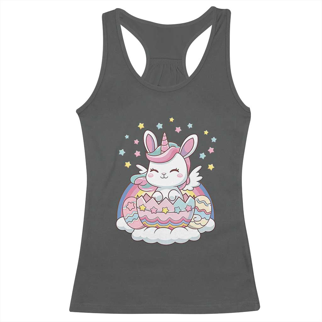 Funny Easter Unicorn Bunny Easter Eggs Racerback Tank Top