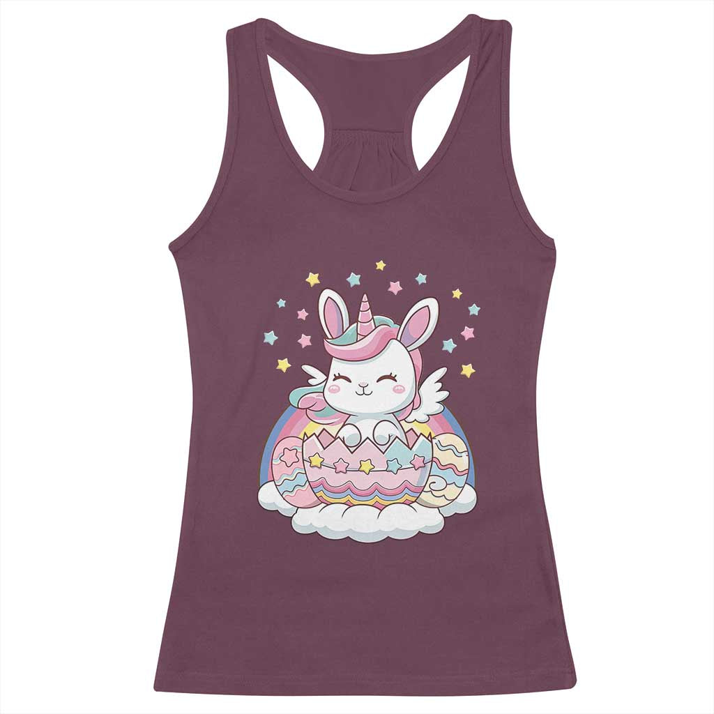 Funny Easter Unicorn Bunny Easter Eggs Racerback Tank Top