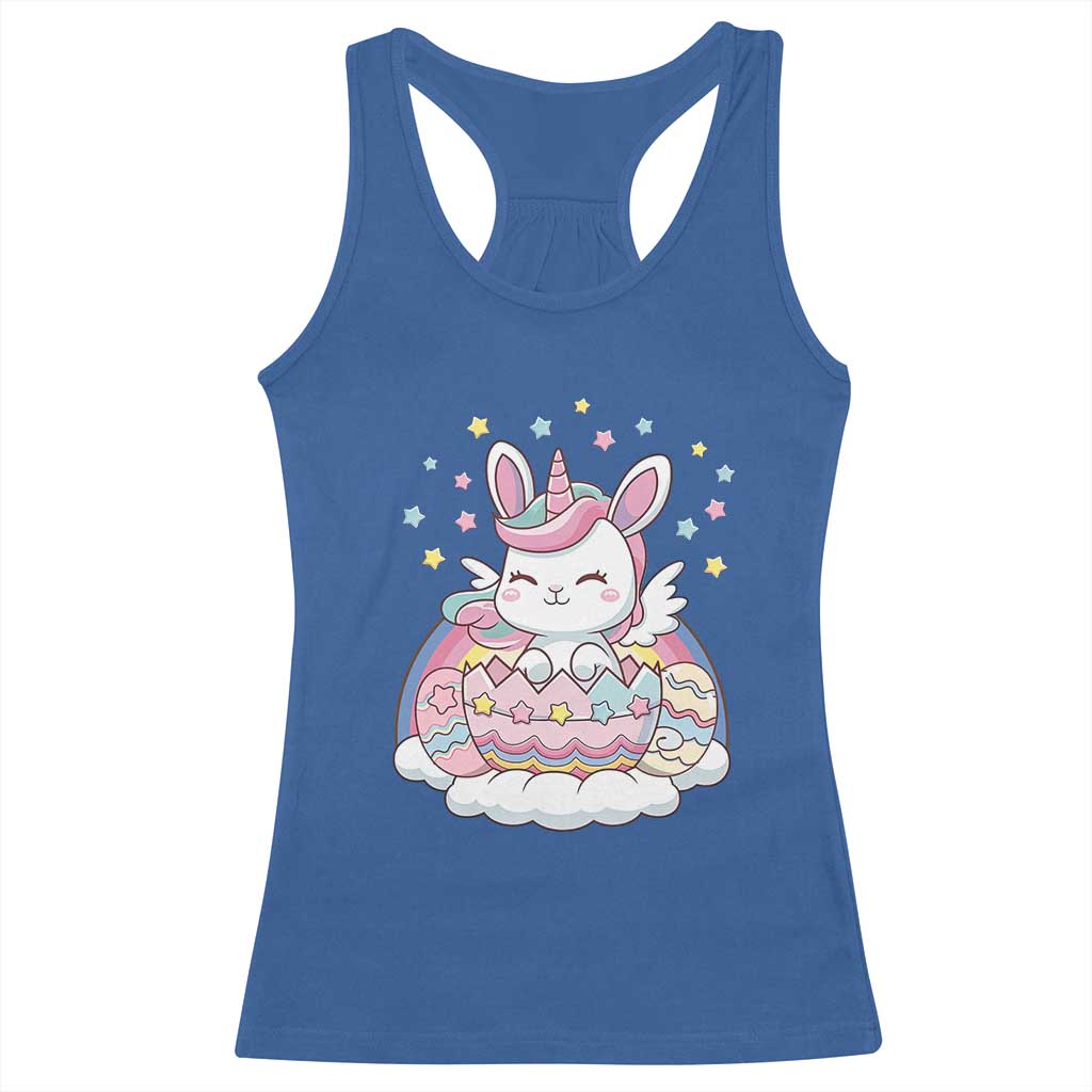 Funny Easter Unicorn Bunny Easter Eggs Racerback Tank Top