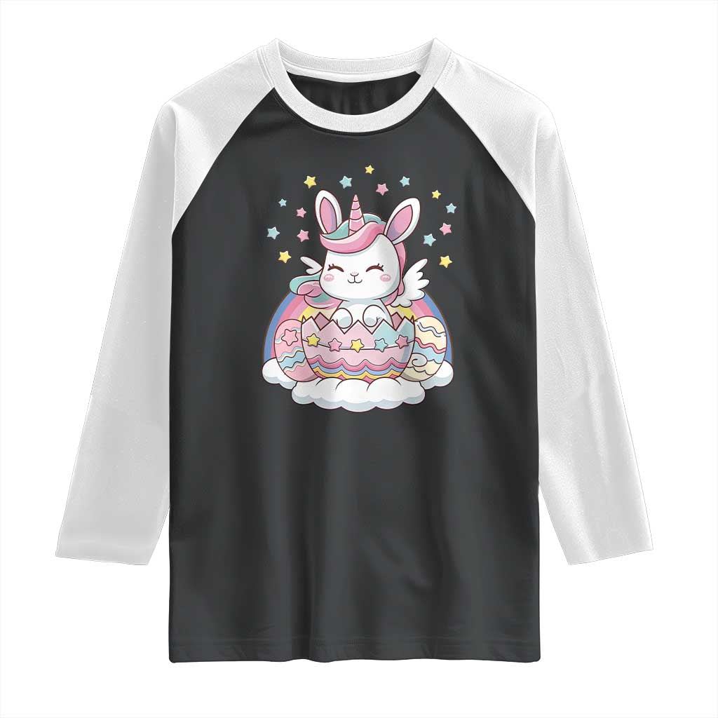 Funny Easter Unicorn Bunny Easter Eggs Raglan Shirt