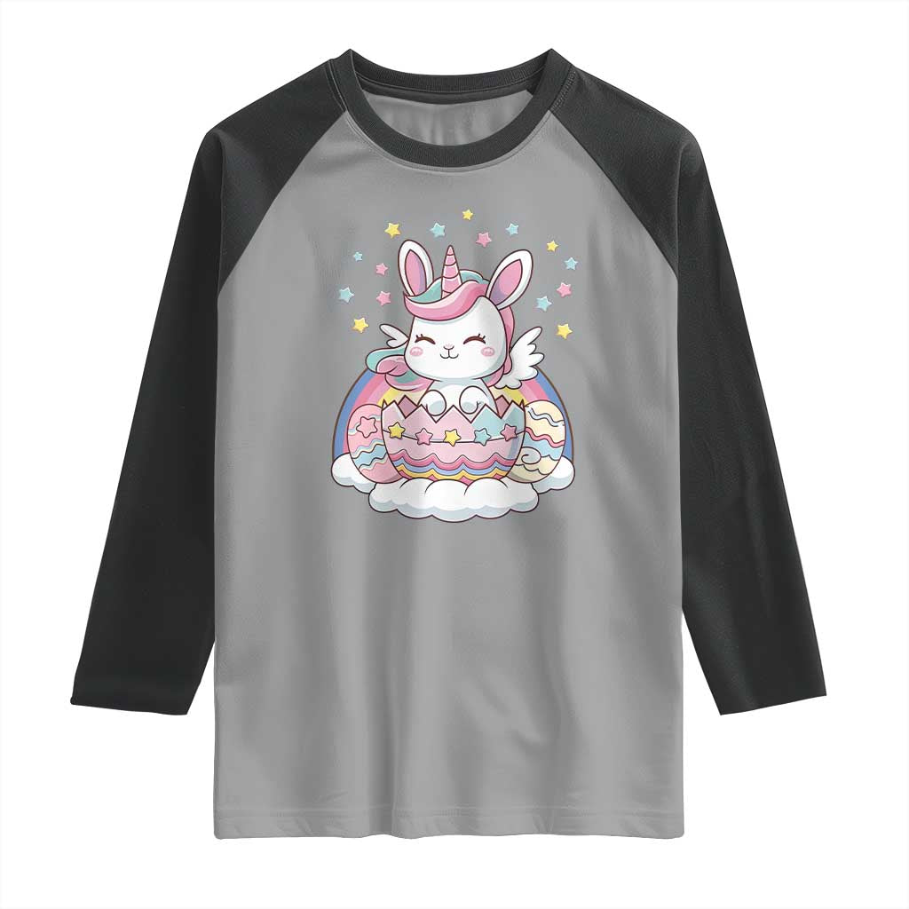 Funny Easter Unicorn Bunny Easter Eggs Raglan Shirt