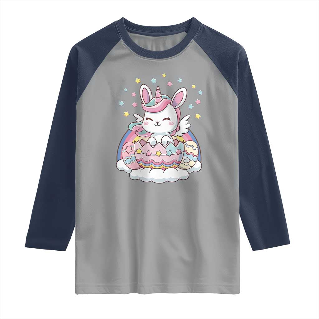 Funny Easter Unicorn Bunny Easter Eggs Raglan Shirt