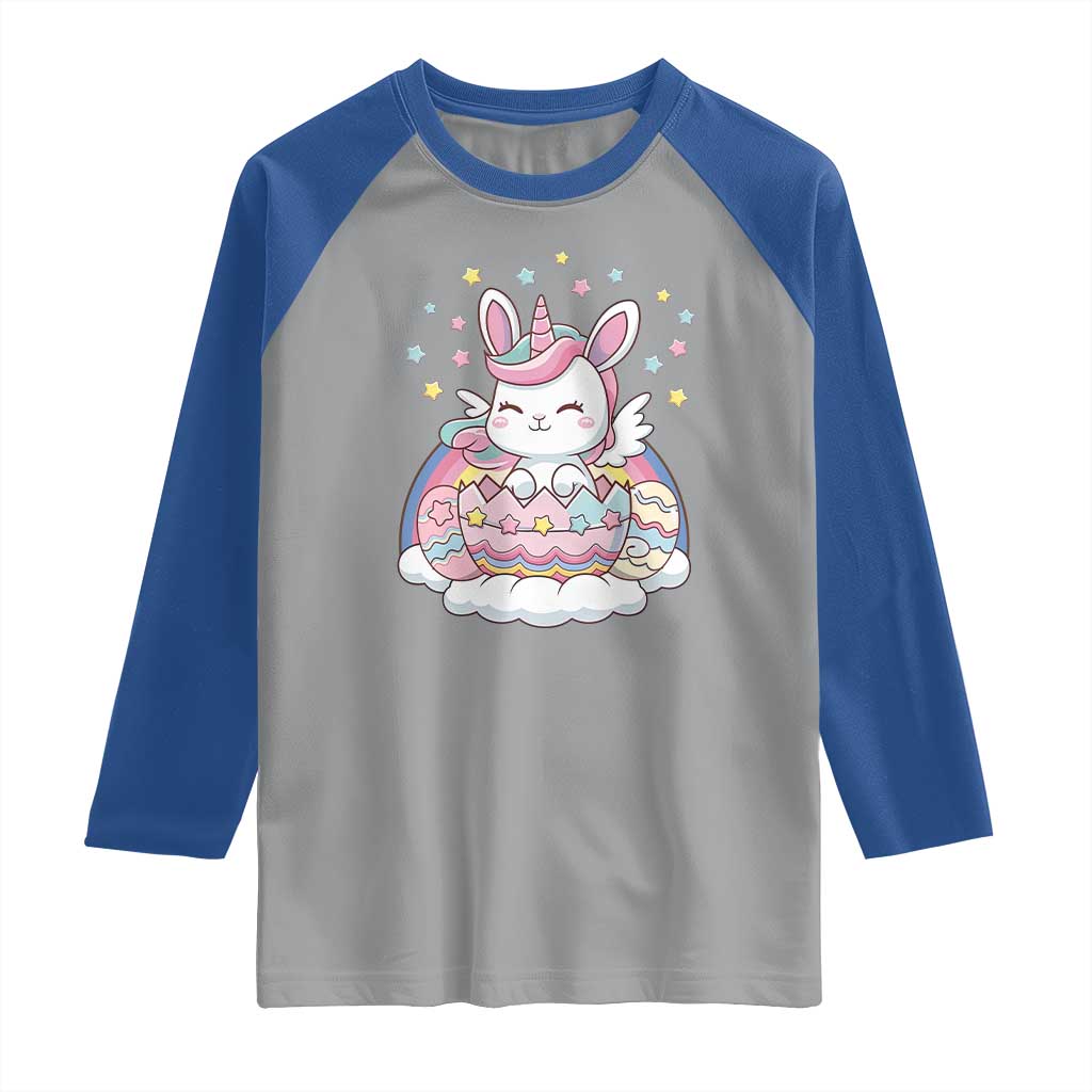 Funny Easter Unicorn Bunny Easter Eggs Raglan Shirt