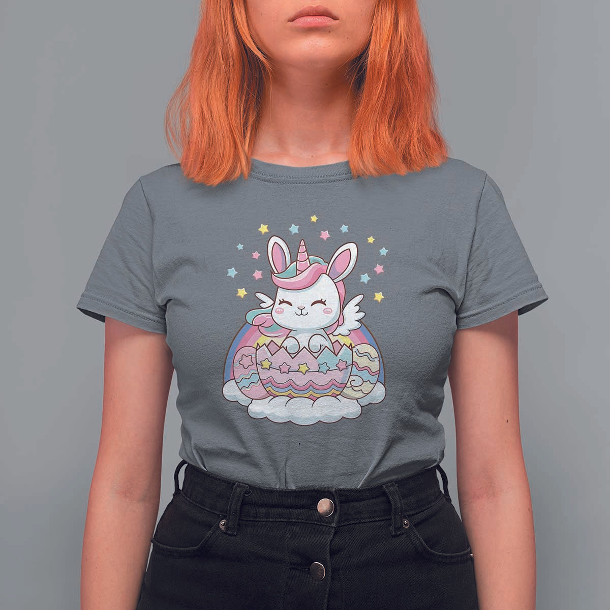 Funny Easter Unicorn Bunny Easter Eggs T Shirt For Women