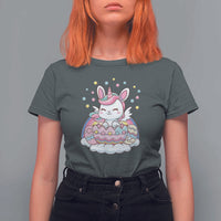 Funny Easter Unicorn Bunny Easter Eggs T Shirt For Women