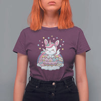 Funny Easter Unicorn Bunny Easter Eggs T Shirt For Women