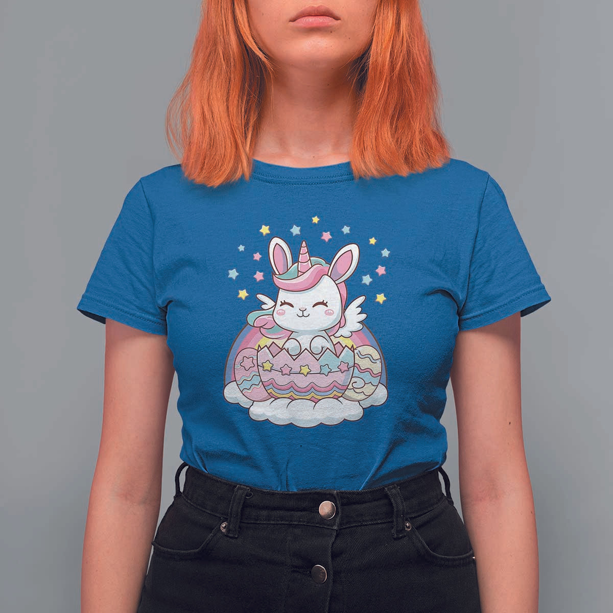 Funny Easter Unicorn Bunny Easter Eggs T Shirt For Women