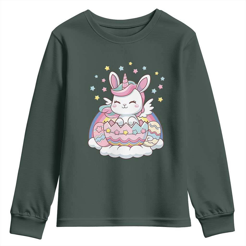Funny Easter Unicorn Bunny Easter Eggs Youth Sweatshirt