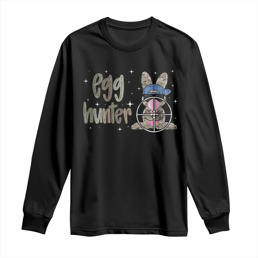 Funny Egg Hunter Long Sleeve Shirt Bunny Hunting Backward Cap Camouflage