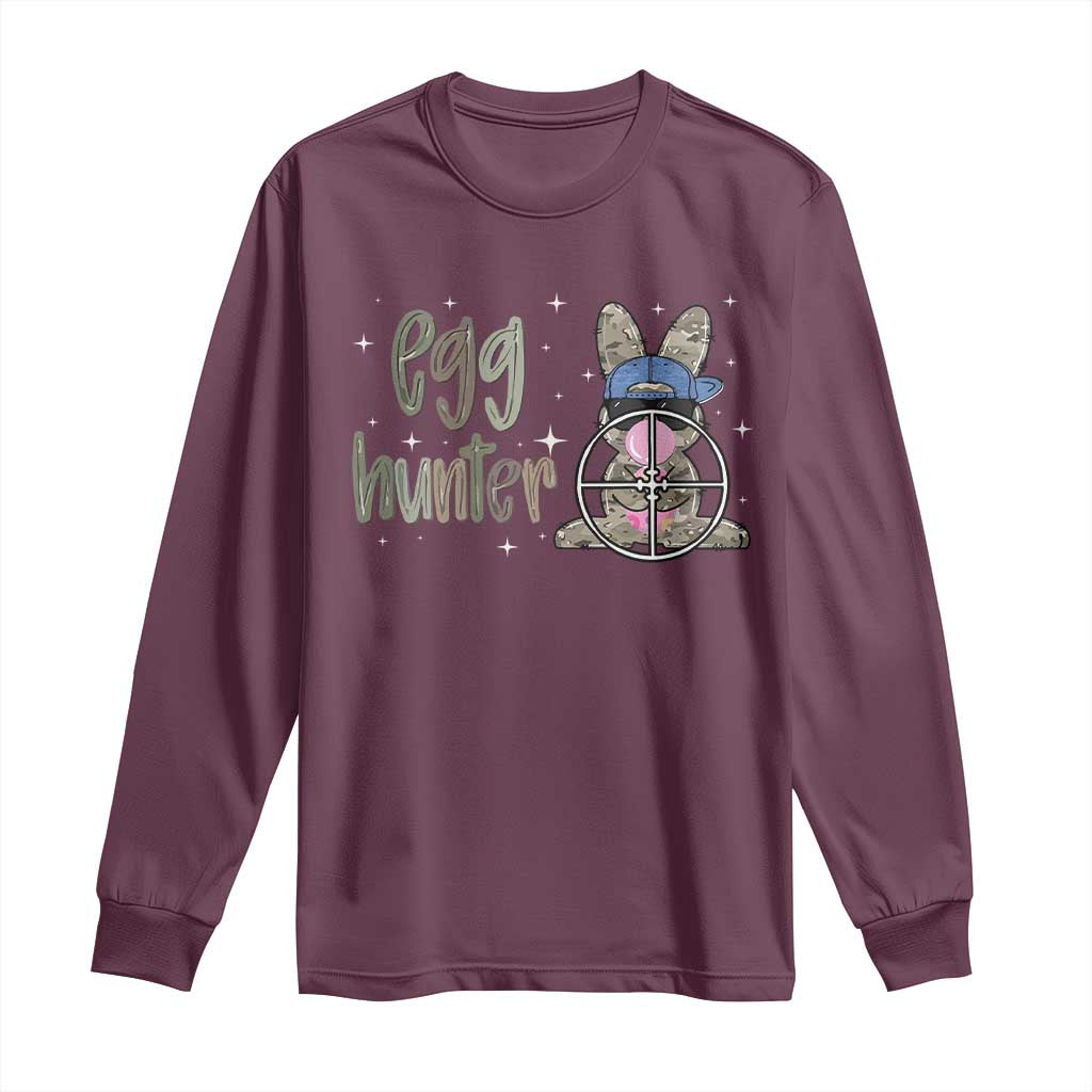 Funny Egg Hunter Long Sleeve Shirt Bunny Hunting Backward Cap Camouflage