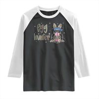 Funny Egg Hunter Raglan Shirt Bunny Hunting Backward Cap Camouflage