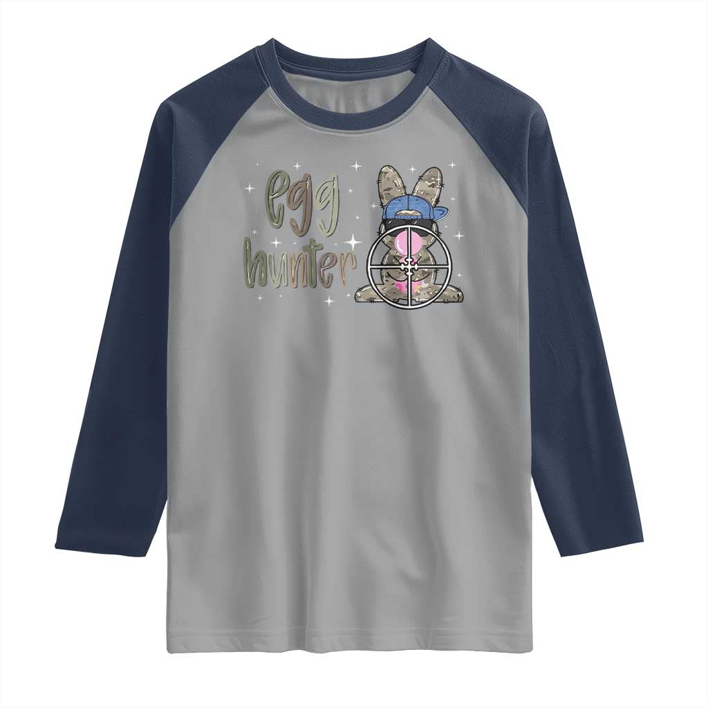 Funny Egg Hunter Raglan Shirt Bunny Hunting Backward Cap Camouflage