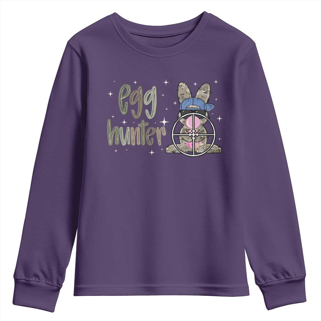 Funny Egg Hunter Youth Sweatshirt Bunny Hunting Backward Cap Camouflage