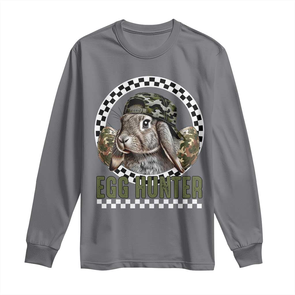 Funny Easter Day Egg Hunter Long Sleeve Shirt Bunny Hunting Camo Egg