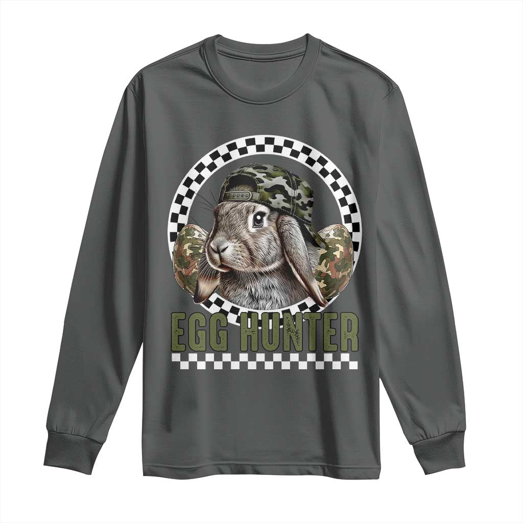 Funny Easter Day Egg Hunter Long Sleeve Shirt Bunny Hunting Camo Egg