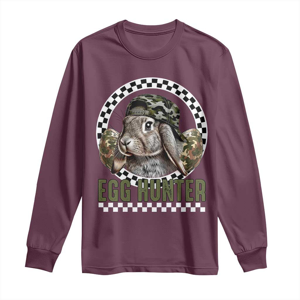 Funny Easter Day Egg Hunter Long Sleeve Shirt Bunny Hunting Camo Egg