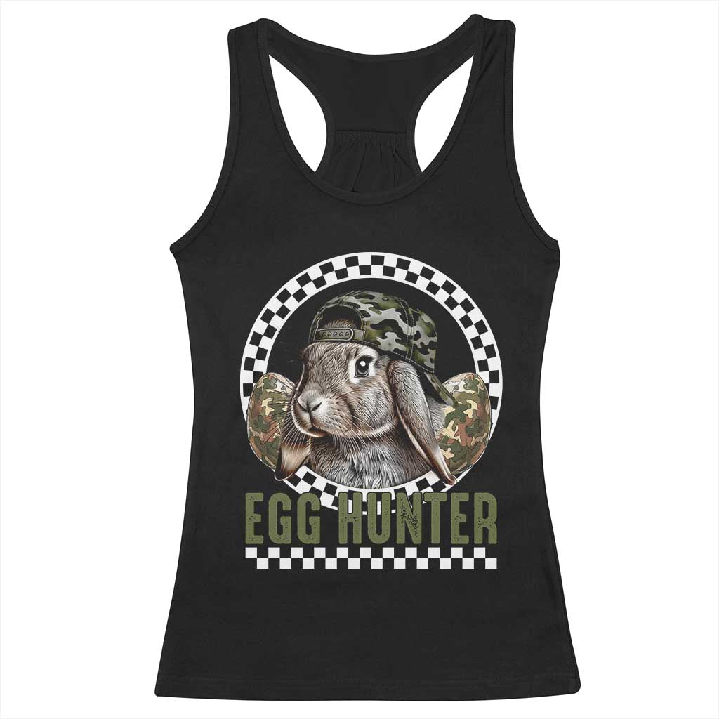 Funny Easter Day Egg Hunter Racerback Tank Top Bunny Hunting Camo Egg