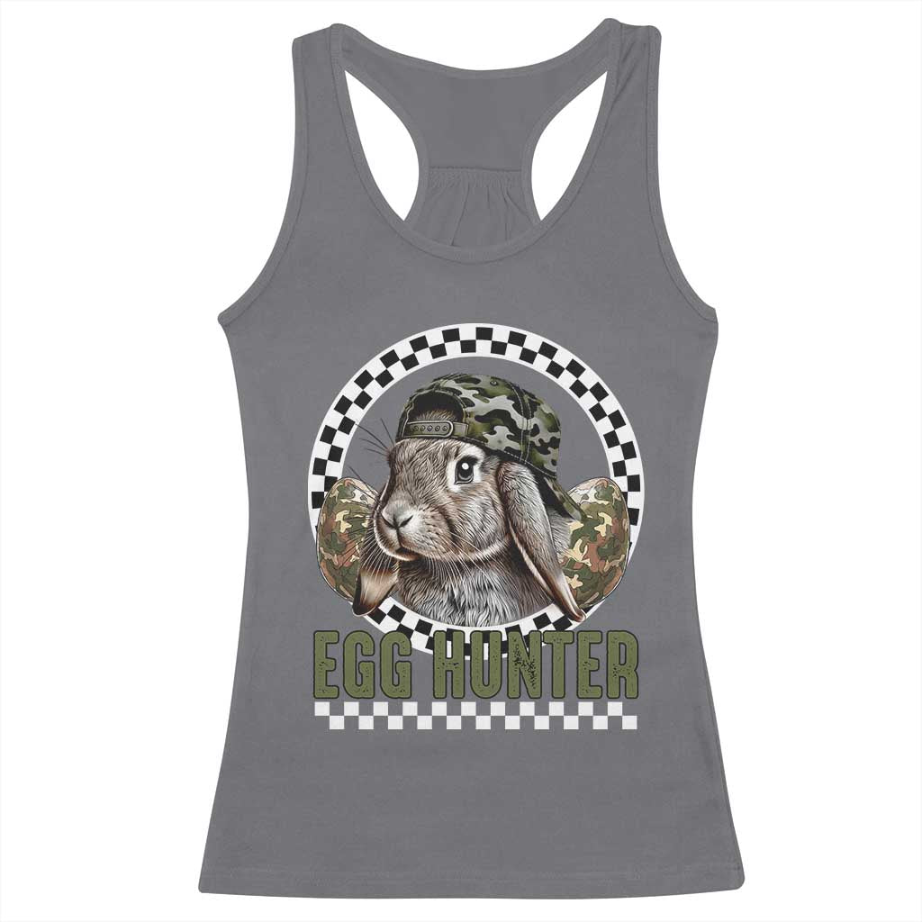 Funny Easter Day Egg Hunter Racerback Tank Top Bunny Hunting Camo Egg