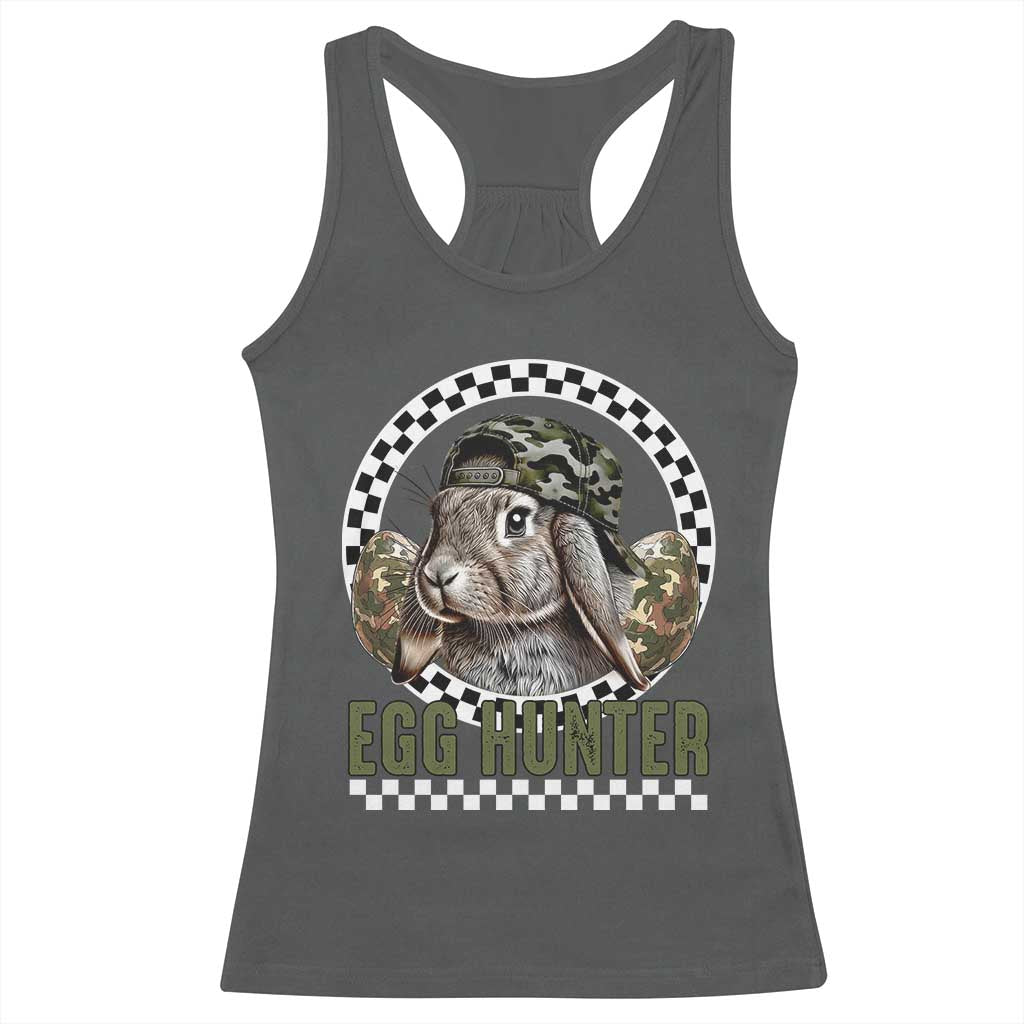 Funny Easter Day Egg Hunter Racerback Tank Top Bunny Hunting Camo Egg