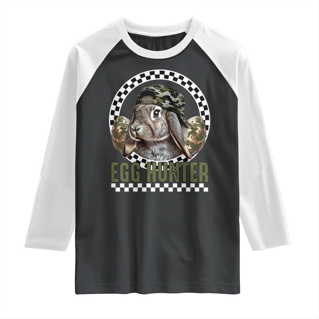 Funny Easter Day Egg Hunter Raglan Shirt Bunny Hunting Camo Egg