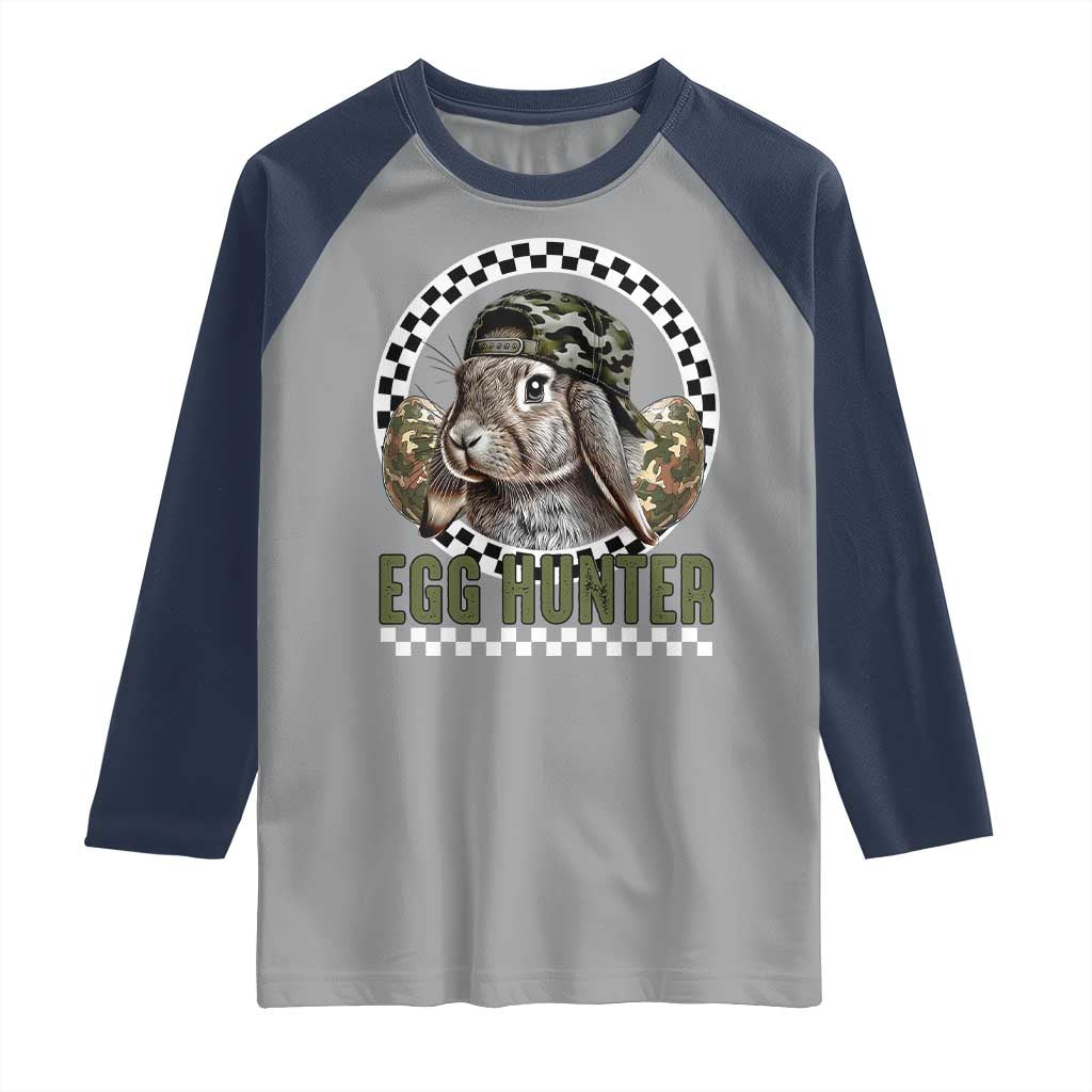 Funny Easter Day Egg Hunter Raglan Shirt Bunny Hunting Camo Egg