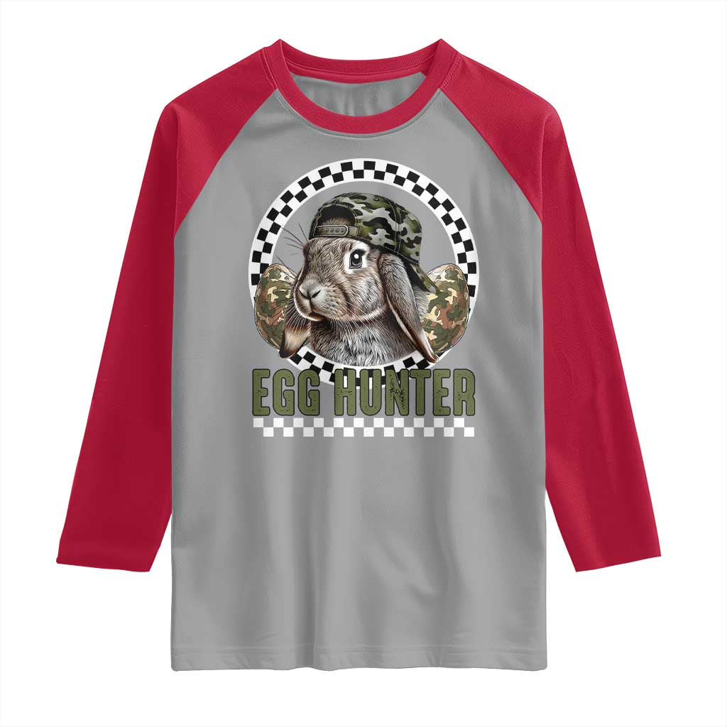 Funny Easter Day Egg Hunter Raglan Shirt Bunny Hunting Camo Egg