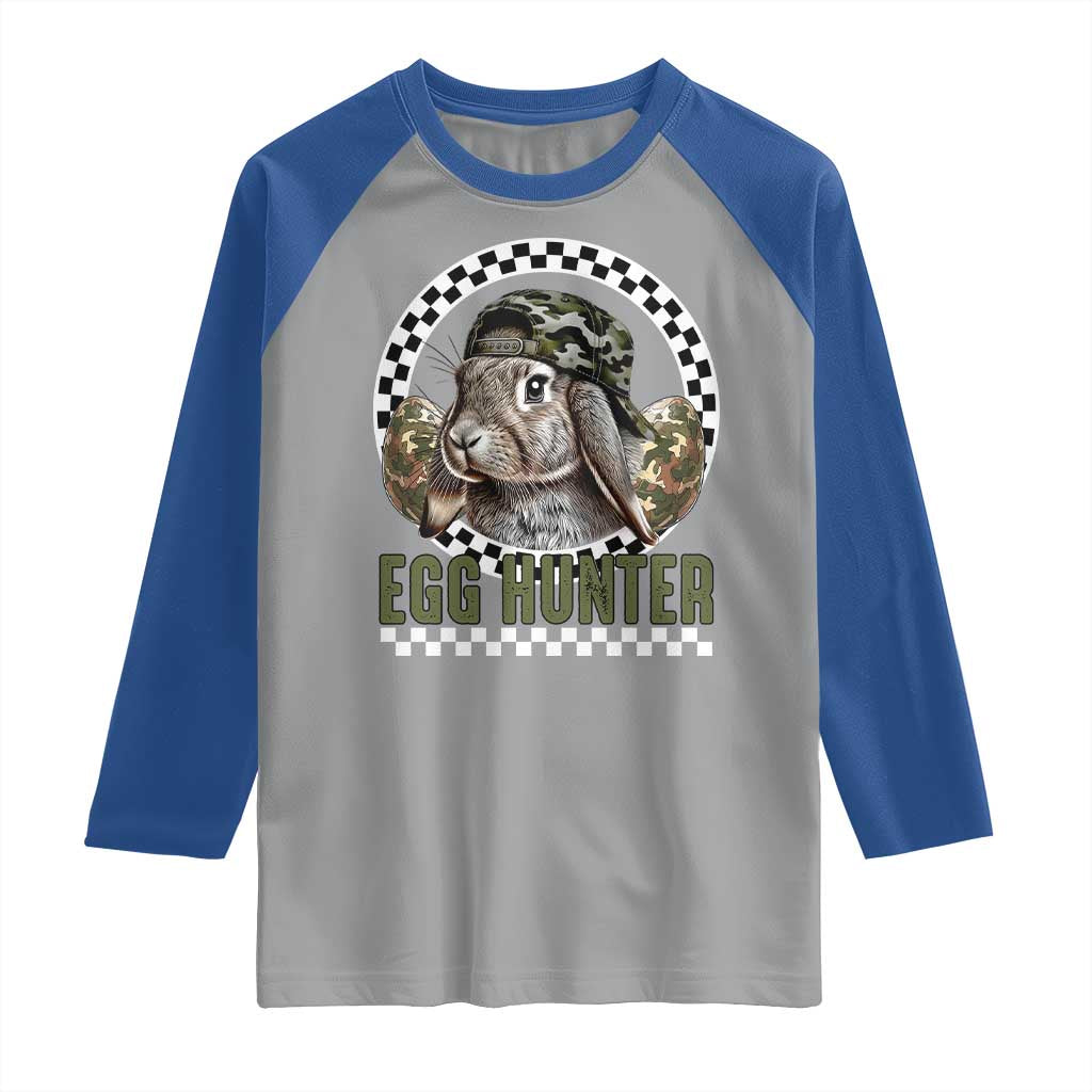 Funny Easter Day Egg Hunter Raglan Shirt Bunny Hunting Camo Egg