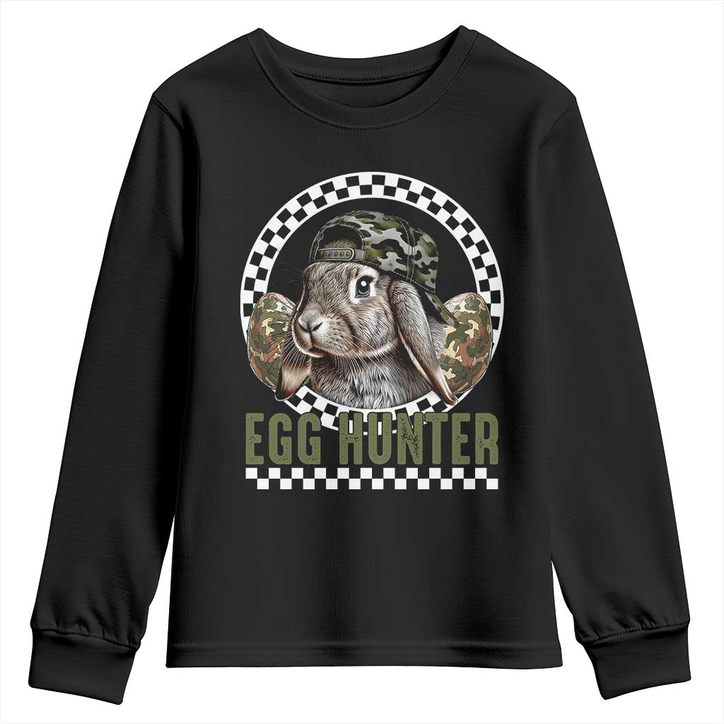 Funny Easter Day Egg Hunter Youth Sweatshirt Bunny Hunting Camo Egg