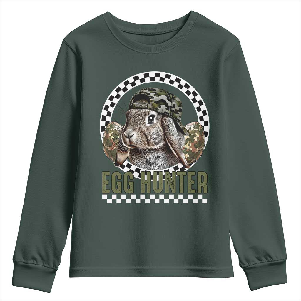 Funny Easter Day Egg Hunter Youth Sweatshirt Bunny Hunting Camo Egg