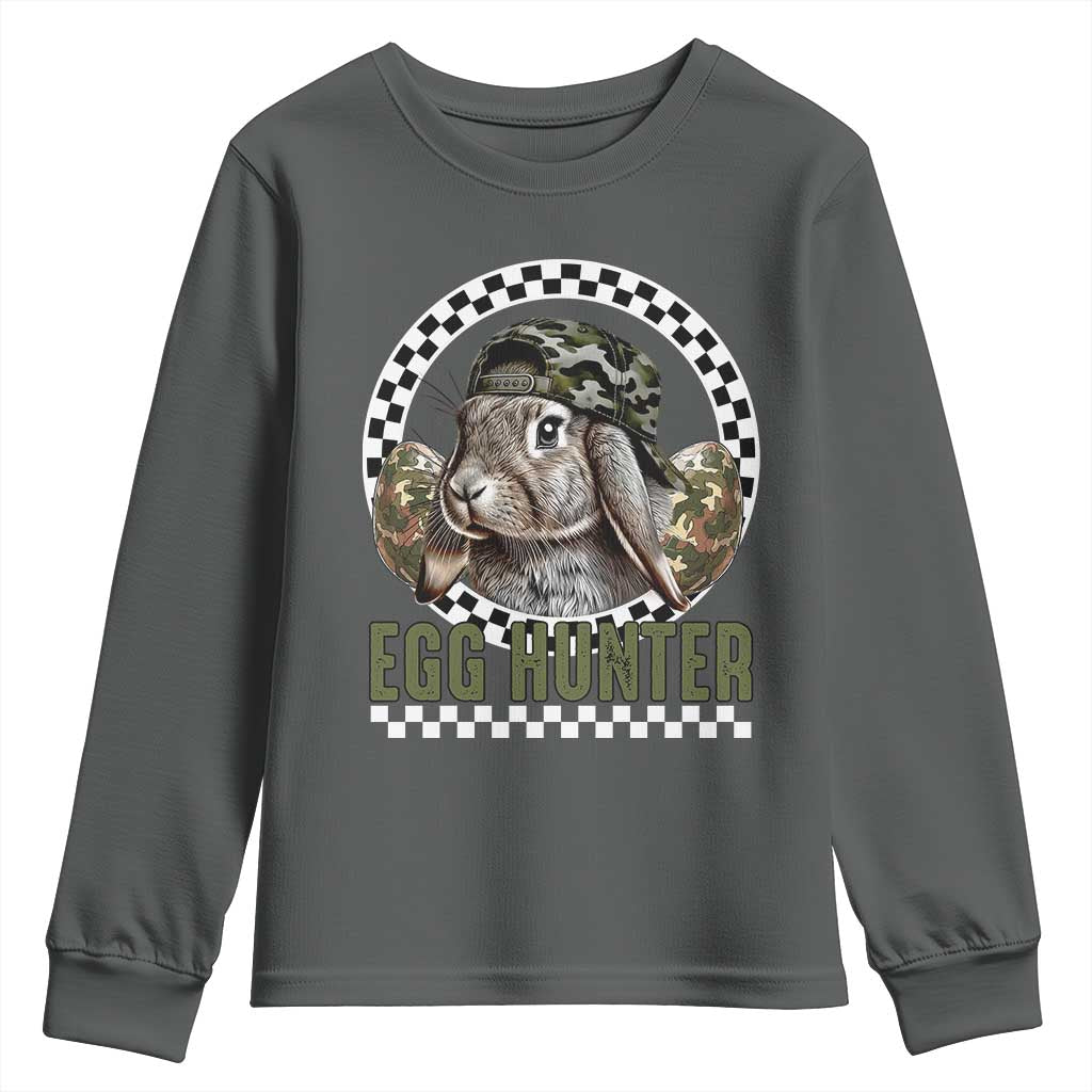 Funny Easter Day Egg Hunter Youth Sweatshirt Bunny Hunting Camo Egg