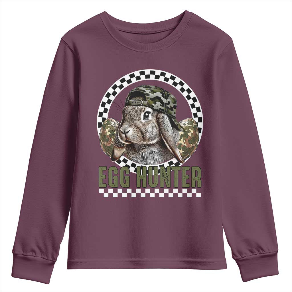 Funny Easter Day Egg Hunter Youth Sweatshirt Bunny Hunting Camo Egg