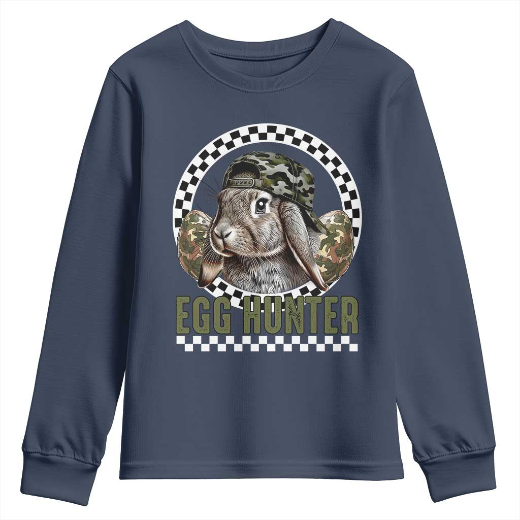 Funny Easter Day Egg Hunter Youth Sweatshirt Bunny Hunting Camo Egg